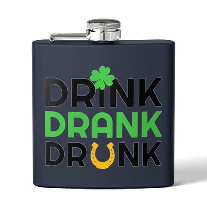 Stainless Flask — "Drink Drank Drunk" St. Patrick's Day 6oz Hip Flask