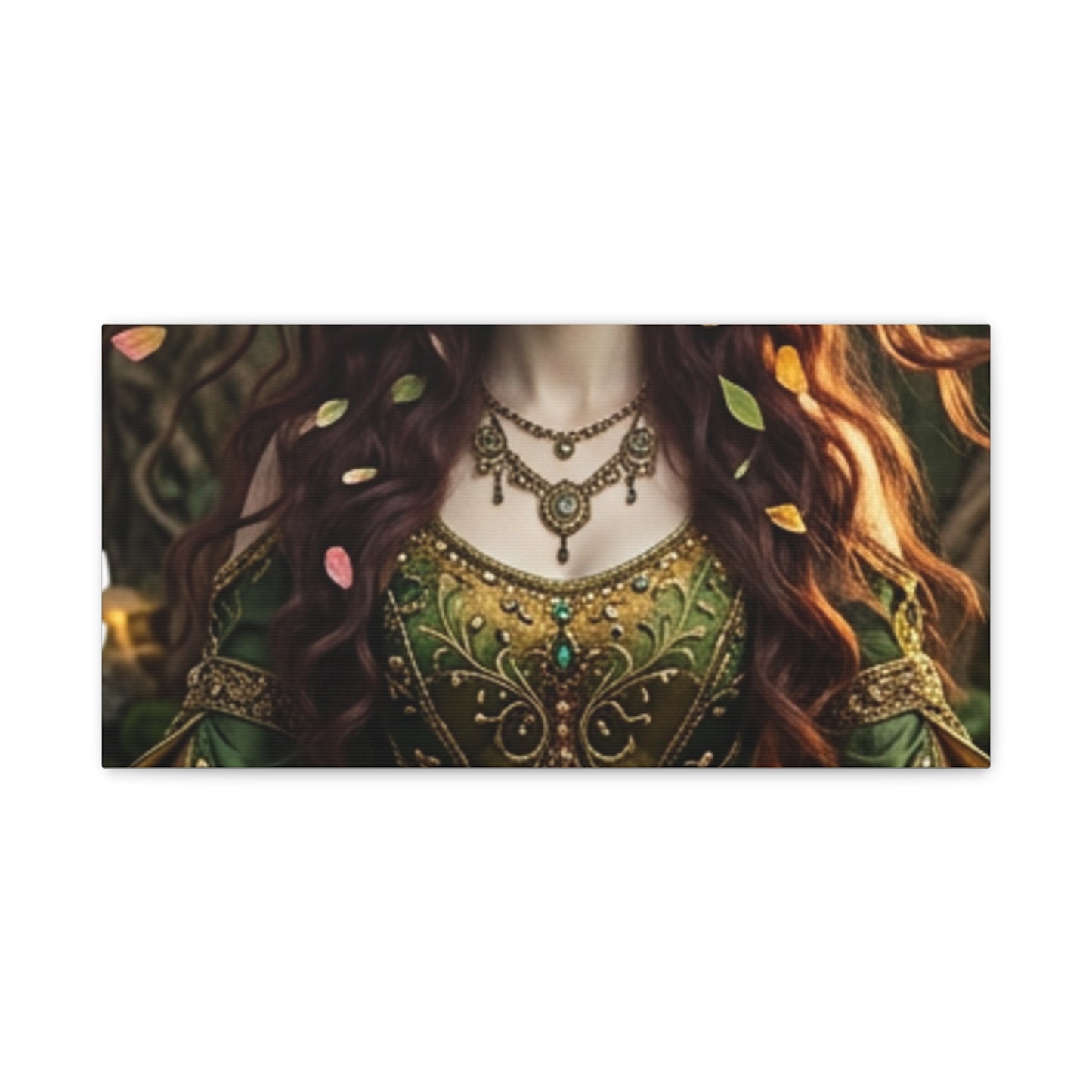 Forest Goddess Canvas Print – Ethereal Redhead Portrait Matte Stretched Wall Art