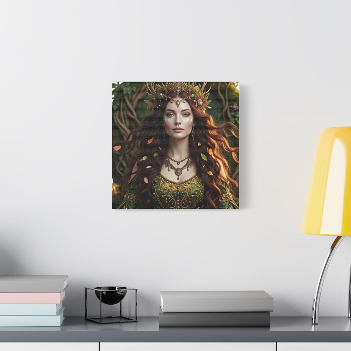 Forest Goddess Canvas Print – Ethereal Redhead Portrait Matte Stretched Wall Art