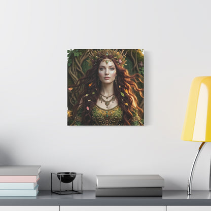 Forest Goddess Canvas Print – Ethereal Redhead Portrait Matte Stretched Wall Art