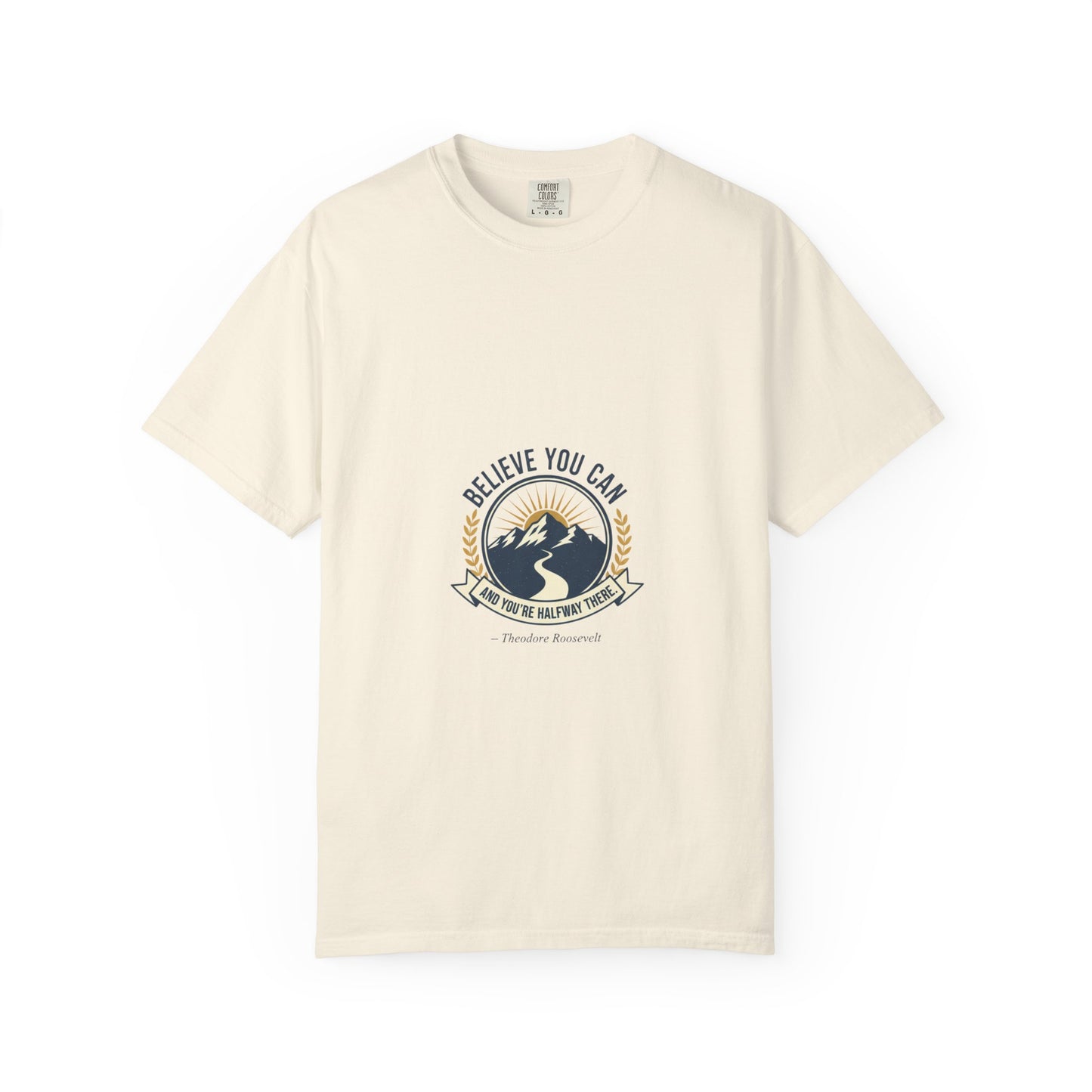 Believe You Can Mountain Motif T-Shirt