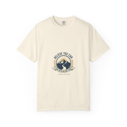Believe You Can Mountain Motif T-Shirt