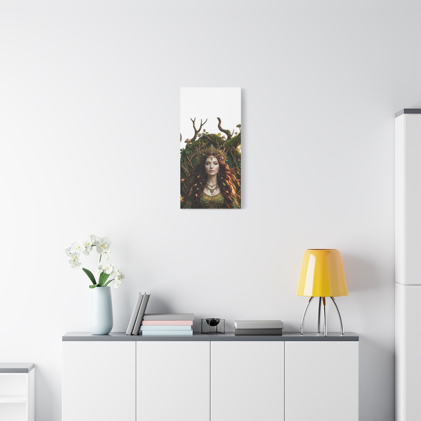 Forest Goddess Canvas Print – Ethereal Redhead Portrait Matte Stretched Wall Art