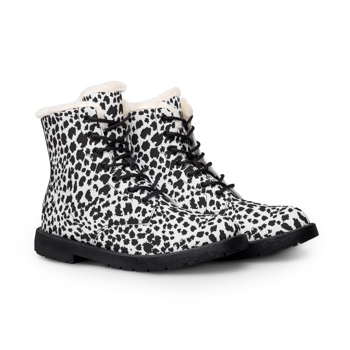 Men's Leopard Print Fur-Lined Leather Boots — Cozy Winter Ankle Boots