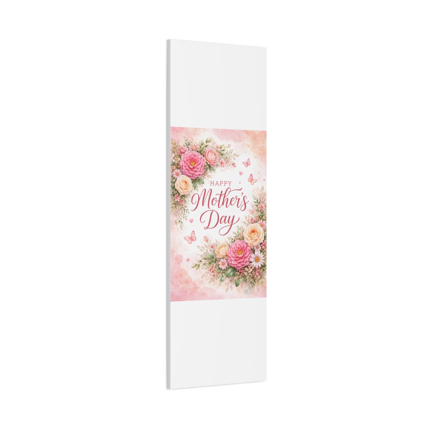 Mother's Day Canvas Wall Art - "Happy Mother's Day" Floral Stretched Matte Print