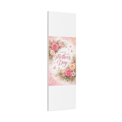 Mother's Day Canvas Wall Art - "Happy Mother's Day" Floral Stretched Matte Print