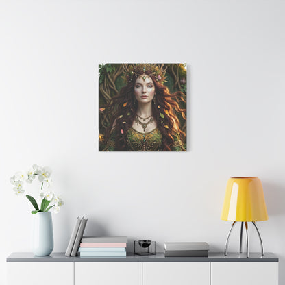 Forest Goddess Canvas Print – Ethereal Redhead Portrait Matte Stretched Wall Art