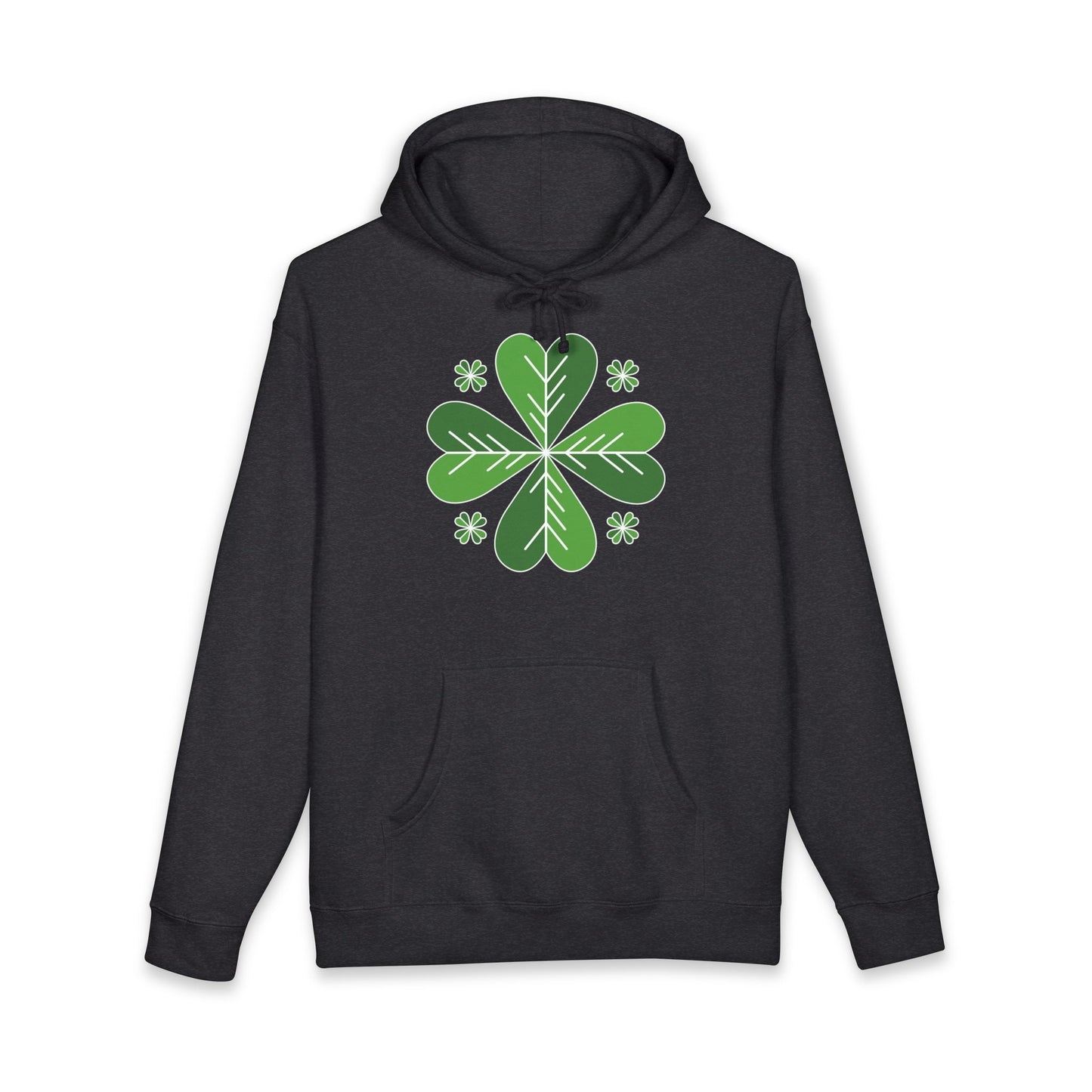 St. Patrick’s Day Clover Hoodie — Green Four-Leaf Shamrock Design