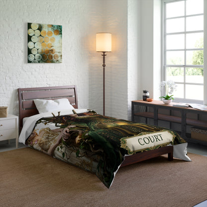 Court Goddess Comforter - Fantasy Medieval Green Queen Bedding