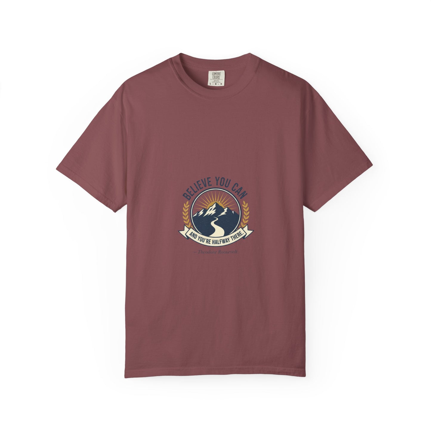 Believe You Can Mountain Motif T-Shirt