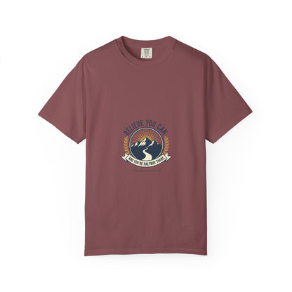 Believe You Can Mountain Motif T-Shirt
