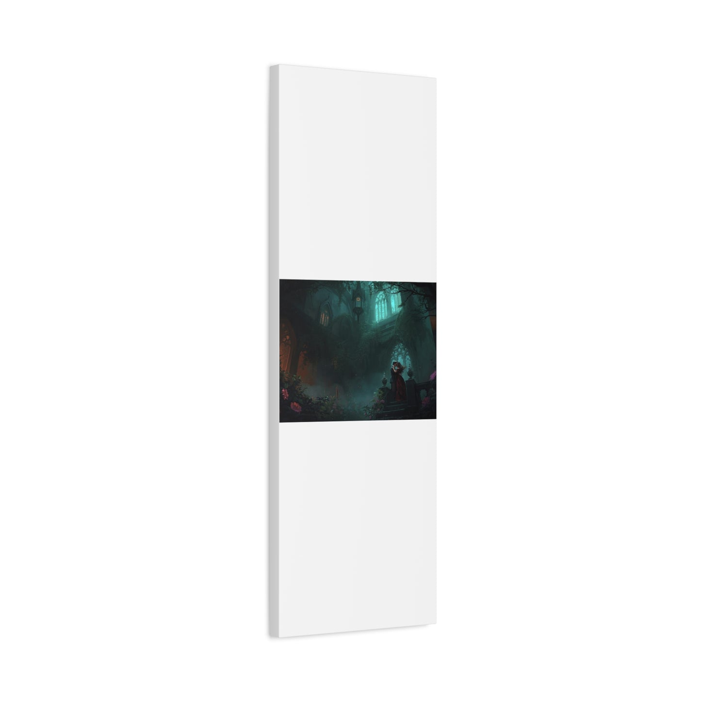 Gothic Romance Matte Canvas Wall Art — Enchanted Ruins with Lovers