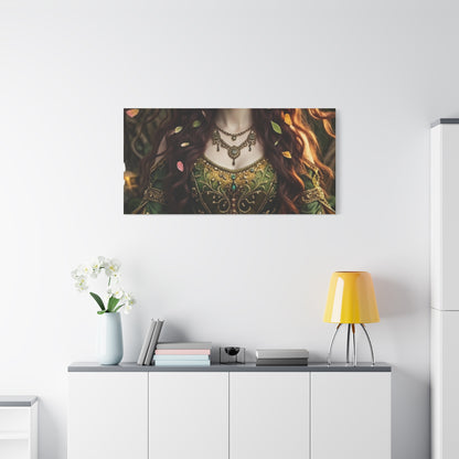 Forest Goddess Canvas Print – Ethereal Redhead Portrait Matte Stretched Wall Art