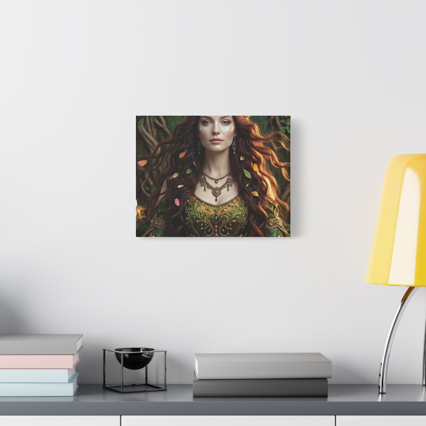 Forest Goddess Canvas Print – Ethereal Redhead Portrait Matte Stretched Wall Art