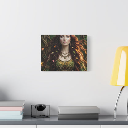 Forest Goddess Canvas Print – Ethereal Redhead Portrait Matte Stretched Wall Art