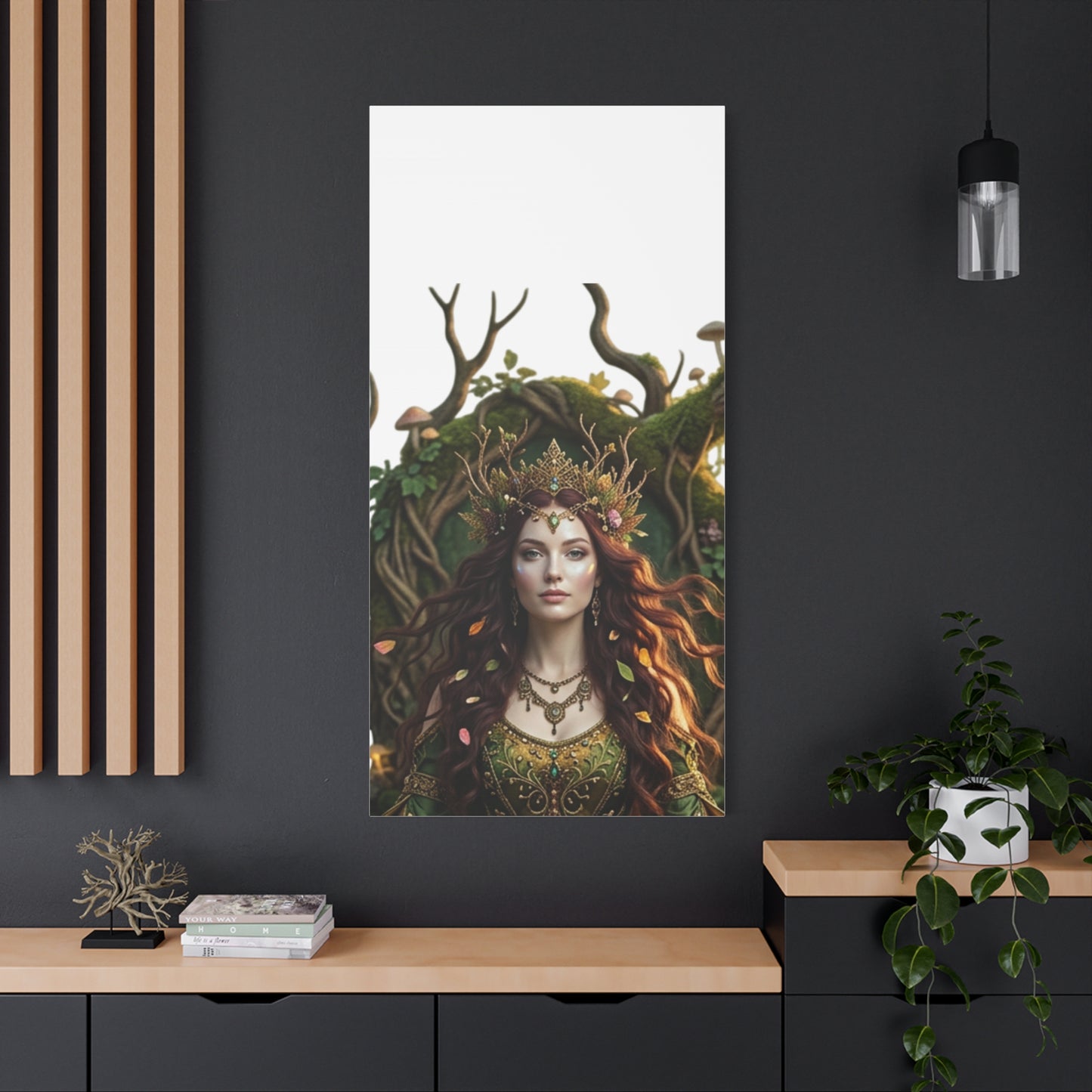 Forest Goddess Canvas Print – Ethereal Redhead Portrait Matte Stretched Wall Art