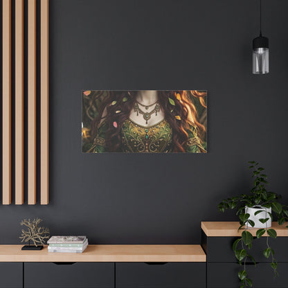 Forest Goddess Canvas Print – Ethereal Redhead Portrait Matte Stretched Wall Art