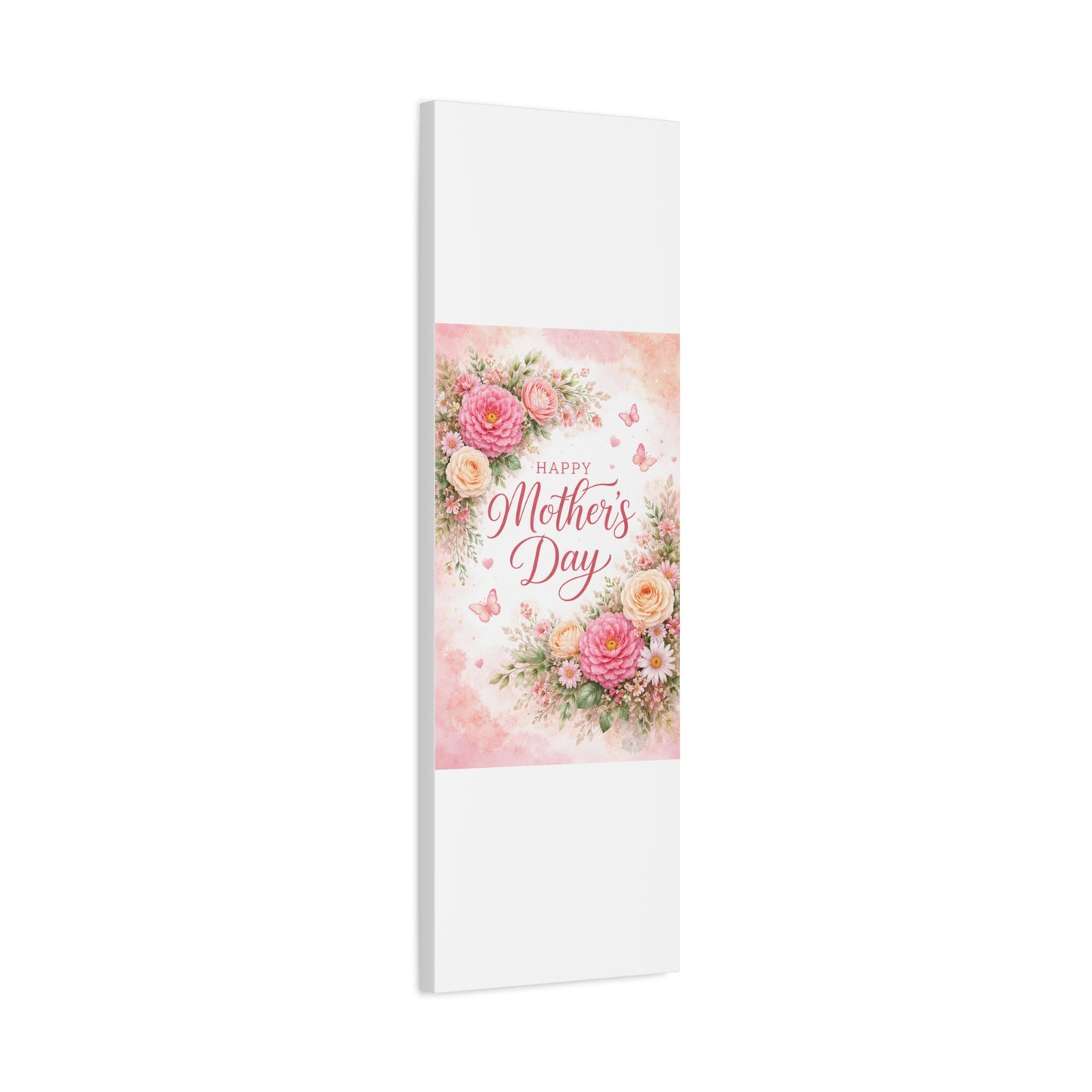 Mother's Day Canvas Wall Art - "Happy Mother's Day" Floral Stretched Matte Print