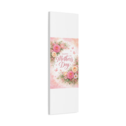Mother's Day Canvas Wall Art - "Happy Mother's Day" Floral Stretched Matte Print