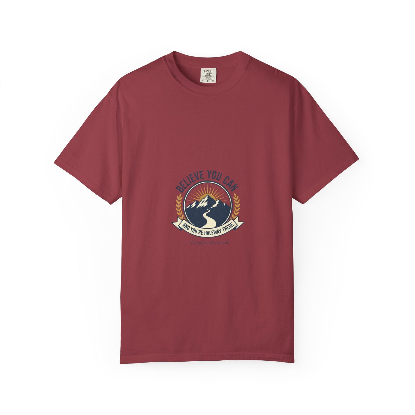 Believe You Can Mountain Motif T-Shirt