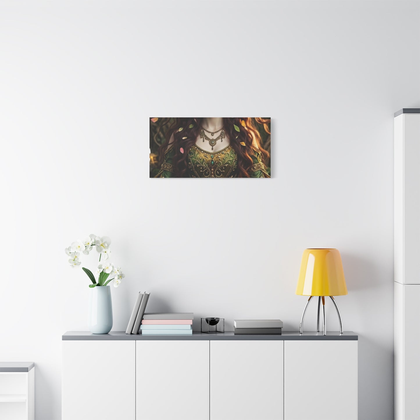 Forest Goddess Canvas Print – Ethereal Redhead Portrait Matte Stretched Wall Art