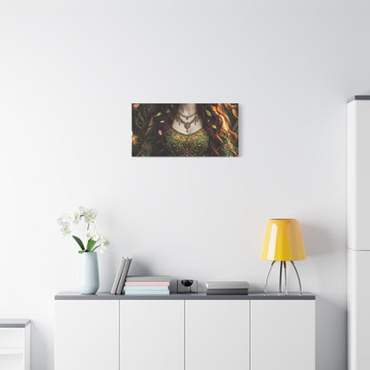 Forest Goddess Canvas Print – Ethereal Redhead Portrait Matte Stretched Wall Art