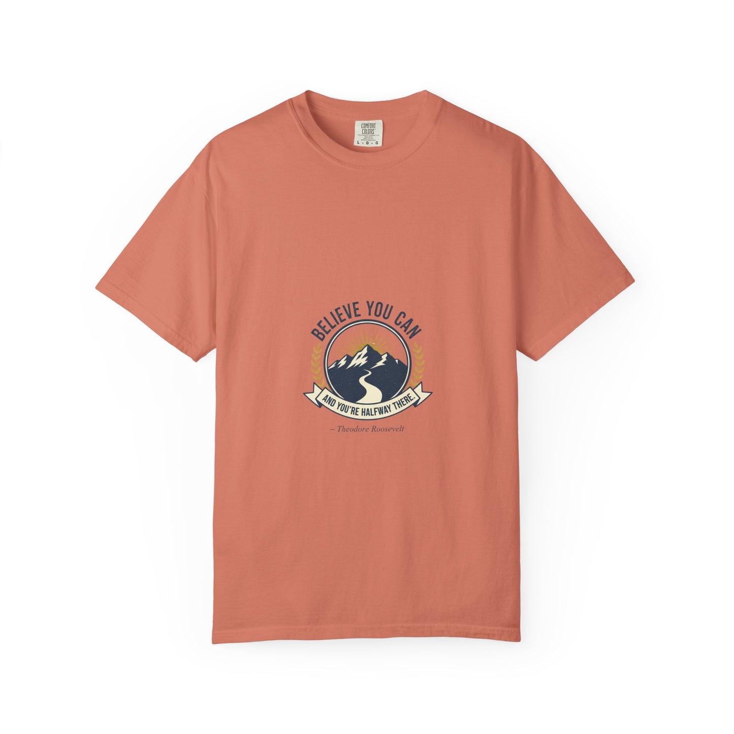 Believe You Can Mountain Motif T-Shirt