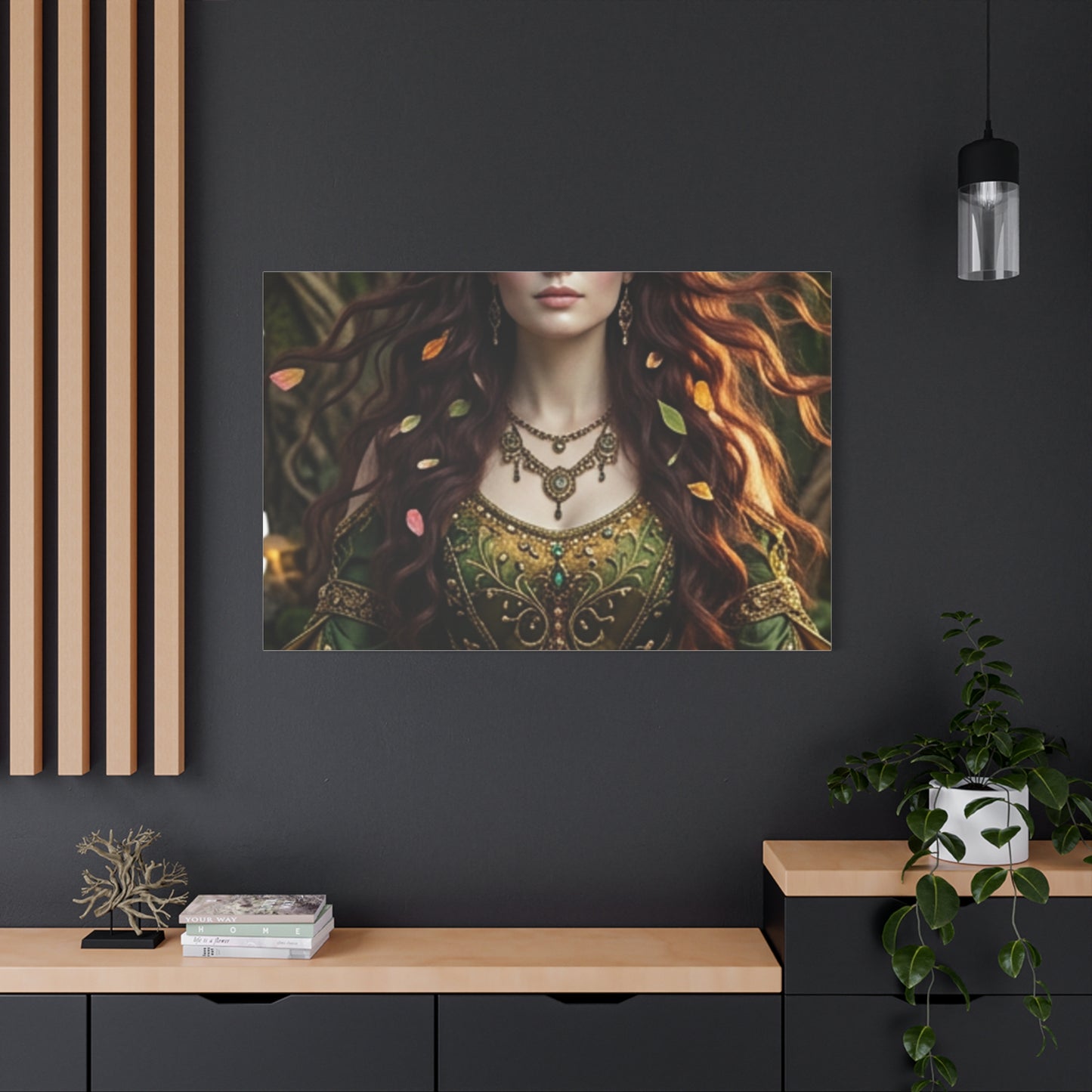 Forest Goddess Canvas Print – Ethereal Redhead Portrait Matte Stretched Wall Art