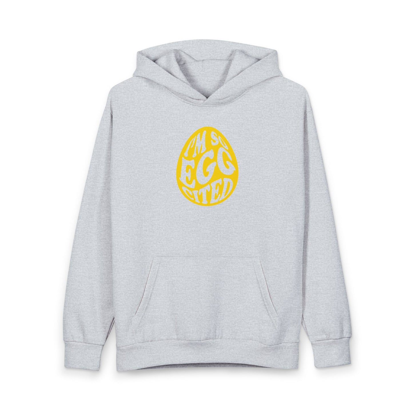 Easter 'I'm So Egg-cited' Hoodie — Cute Yellow Egg Graphic Pullover