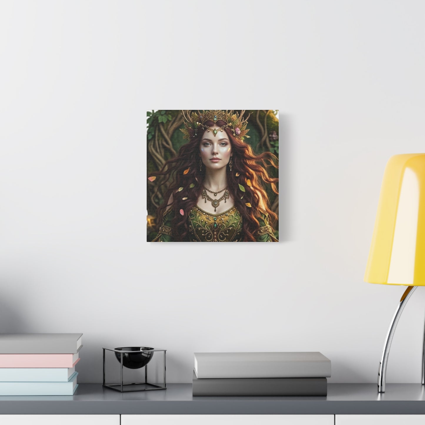 Forest Goddess Canvas Print – Ethereal Redhead Portrait Matte Stretched Wall Art