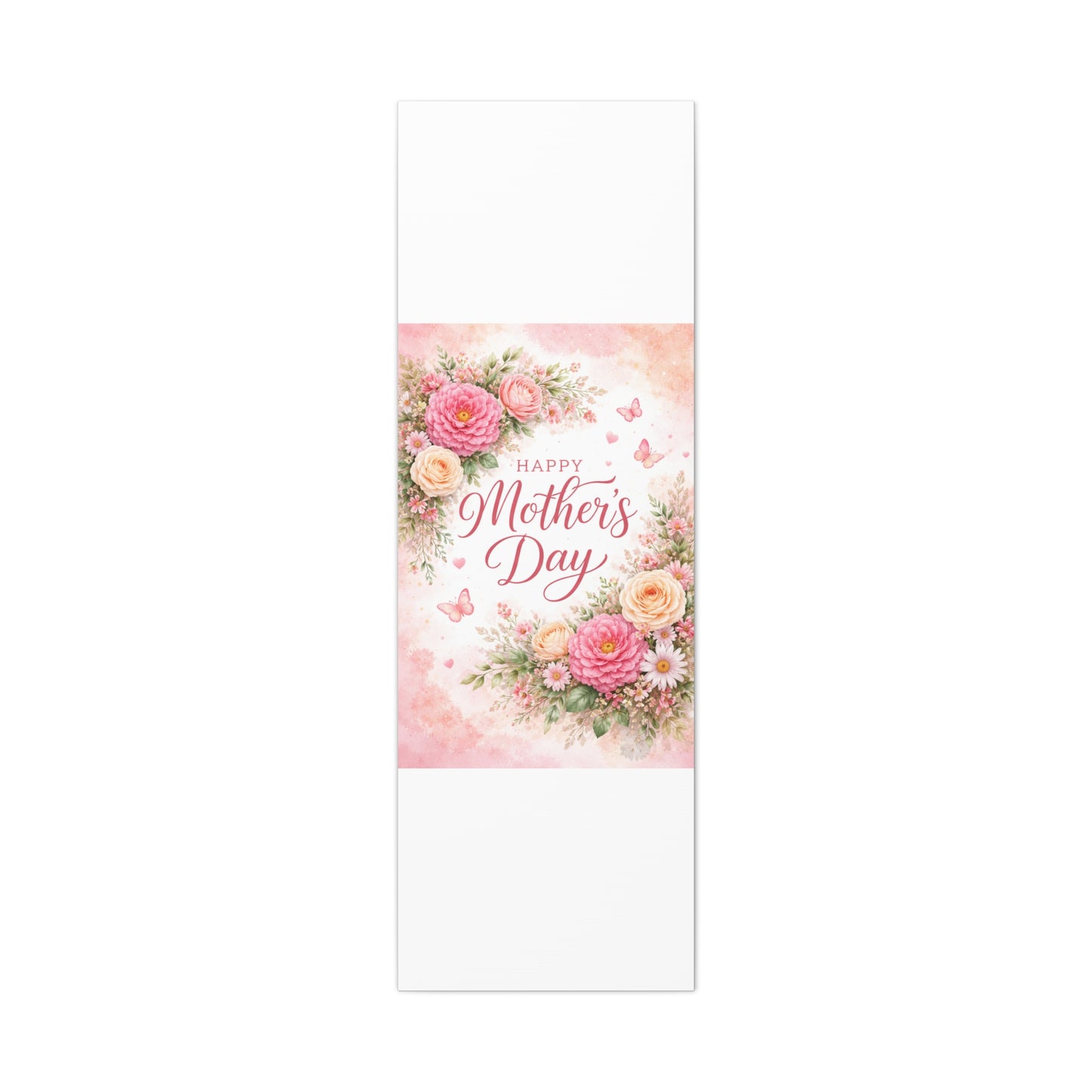 Mother's Day Canvas Wall Art - "Happy Mother's Day" Floral Stretched Matte Print