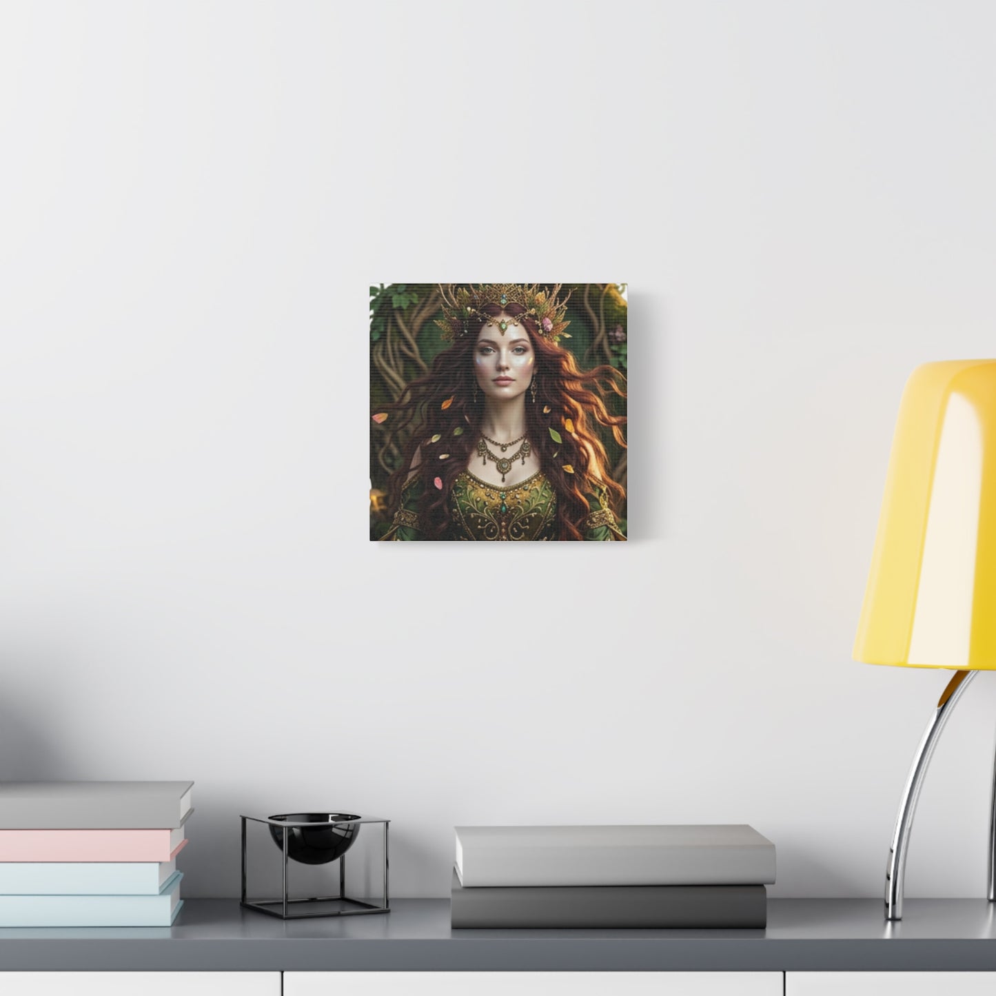 Forest Goddess Canvas Print – Ethereal Redhead Portrait Matte Stretched Wall Art