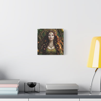Forest Goddess Canvas Print – Ethereal Redhead Portrait Matte Stretched Wall Art