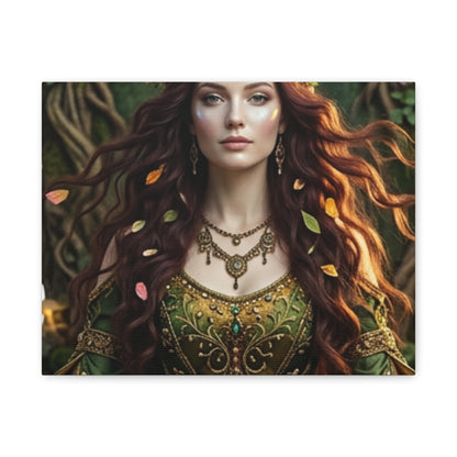 Forest Goddess Canvas Print – Ethereal Redhead Portrait Matte Stretched Wall Art