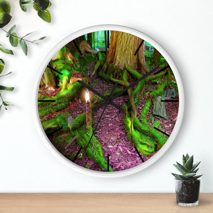 Enchanted Forest Wall Clock — Mossy Tree Roots with Candlelight