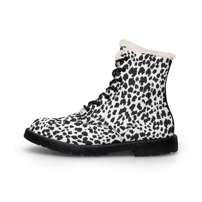 Men's Leopard Print Fur-Lined Leather Boots — Cozy Winter Ankle Boots