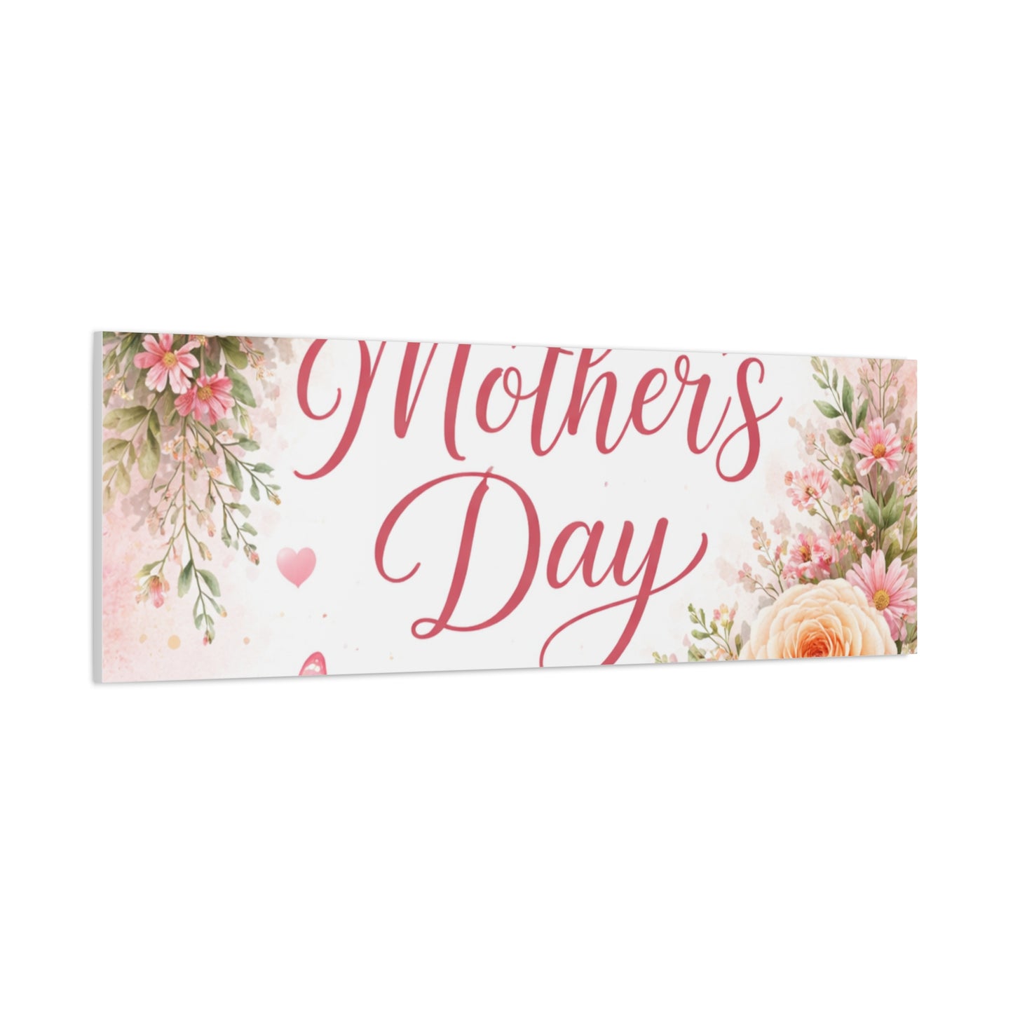 Mother's Day Canvas Wall Art - "Happy Mother's Day" Floral Stretched Matte Print