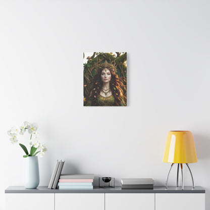 Forest Goddess Canvas Print – Ethereal Redhead Portrait Matte Stretched Wall Art