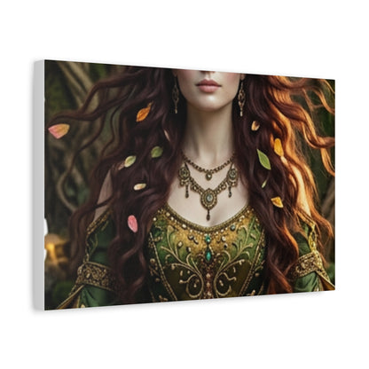 Forest Goddess Canvas Print – Ethereal Redhead Portrait Matte Stretched Wall Art