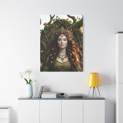 Forest Goddess Canvas Print – Ethereal Redhead Portrait Matte Stretched Wall Art