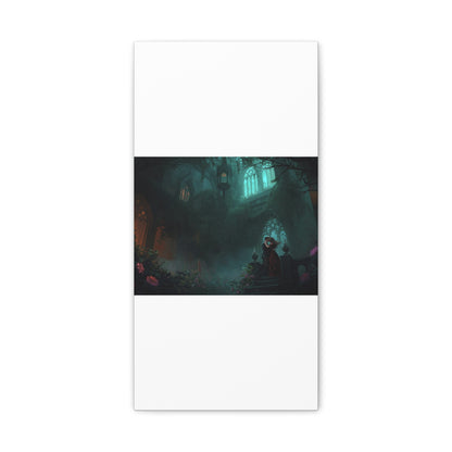 Gothic Romance Matte Canvas Wall Art — Enchanted Ruins with Lovers
