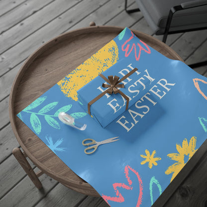Easter Eggs & Chicks Wrapping Paper Roll — Cute Blue Holiday Gift Wrap