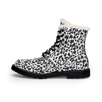 Men's Leopard Print Fur-Lined Leather Boots — Cozy Winter Ankle Boots