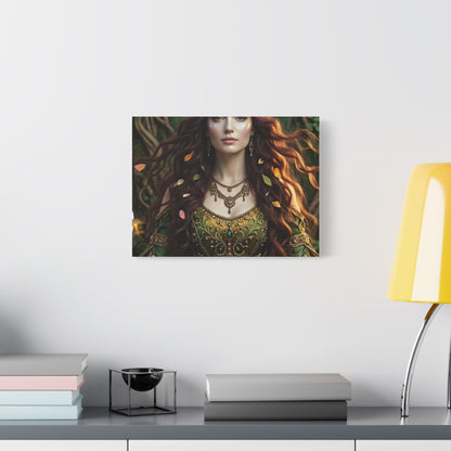 Forest Goddess Canvas Print – Ethereal Redhead Portrait Matte Stretched Wall Art