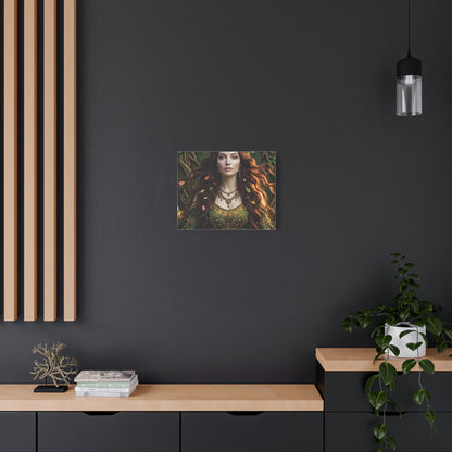 Forest Goddess Canvas Print – Ethereal Redhead Portrait Matte Stretched Wall Art