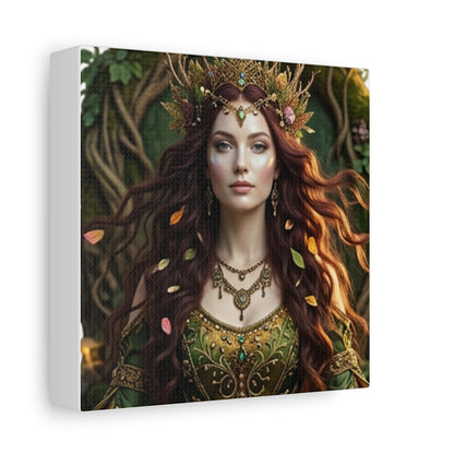 Forest Goddess Canvas Print – Ethereal Redhead Portrait Matte Stretched Wall Art