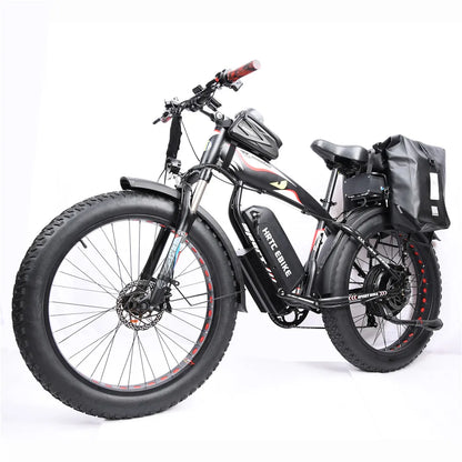 26Inch Fat Tire E-Bike﻿﻿ 48V1500W High Power Rear Drive Motor 50Ah Dual Lithium Battery Long Range Mobility Aid Snow Tyre E-Bike