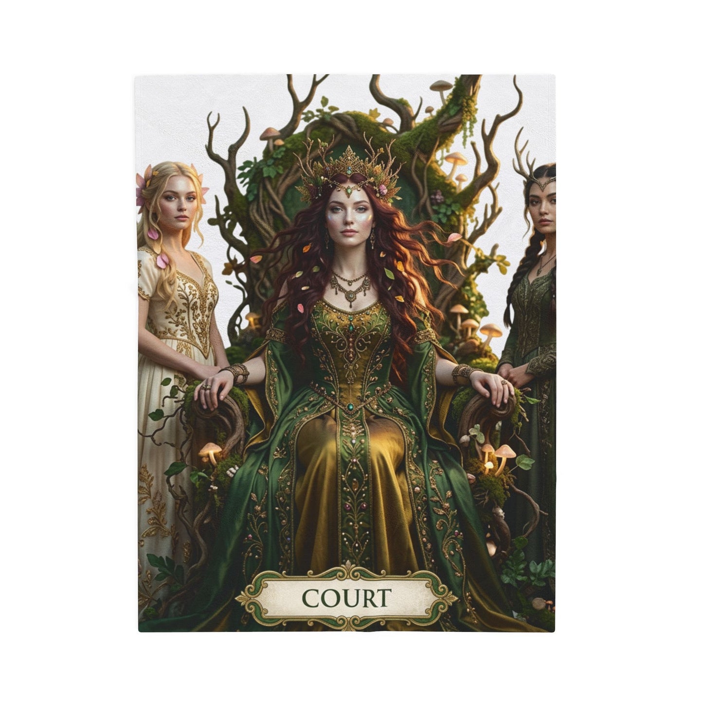 Court of the Forest Queen Velveteen Plush Blanket — Fantasy Goddess Throw