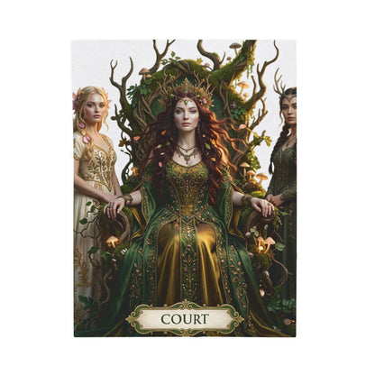 Court of the Forest Queen Velveteen Plush Blanket — Fantasy Goddess Throw