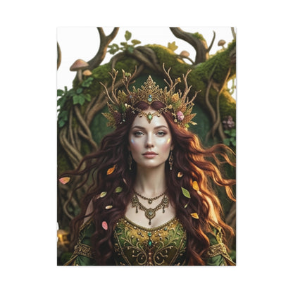 Forest Goddess Canvas Print – Ethereal Redhead Portrait Matte Stretched Wall Art